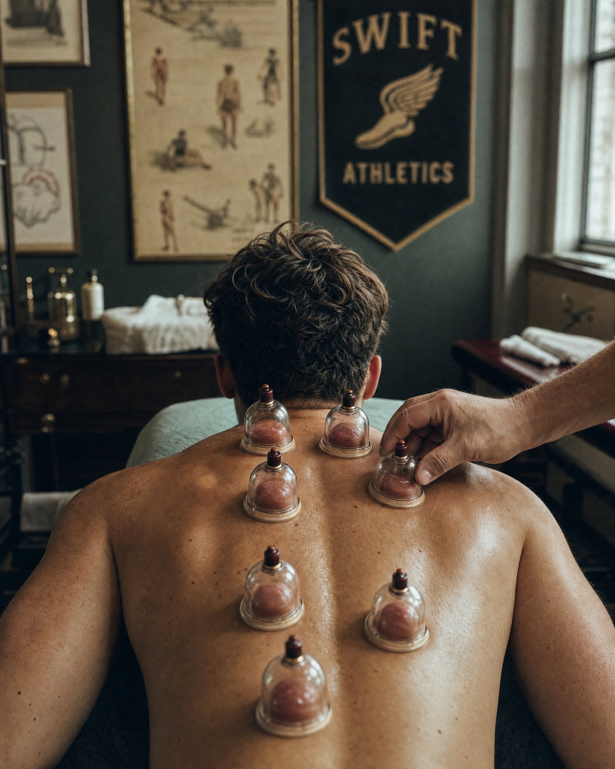 Cupping therapy on an athlete's back
